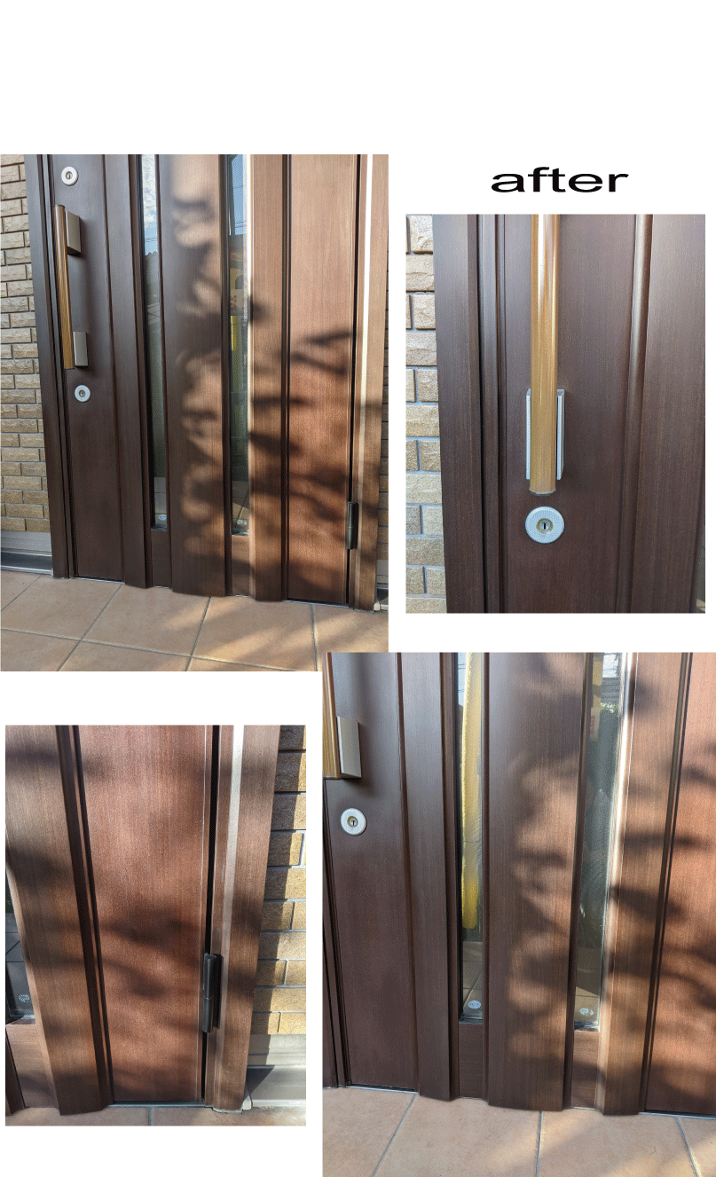 木目柄玄関ドア塗装