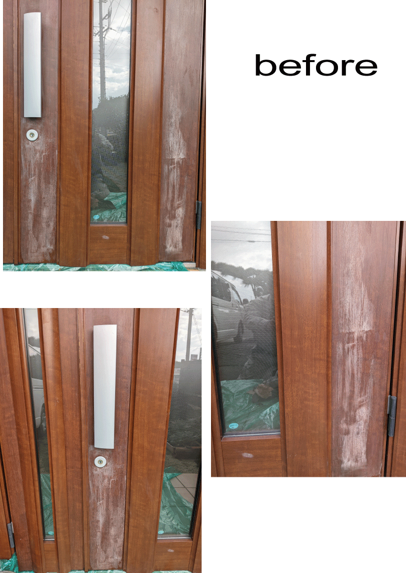 木目調玄関ドア塗装